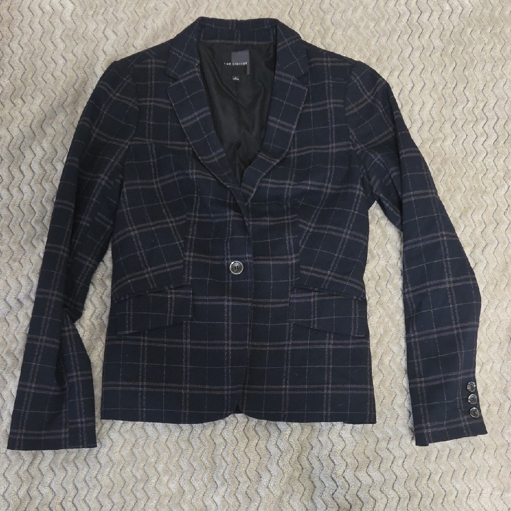 The Limited Red and Blue Blazer Classic Notched Lapel